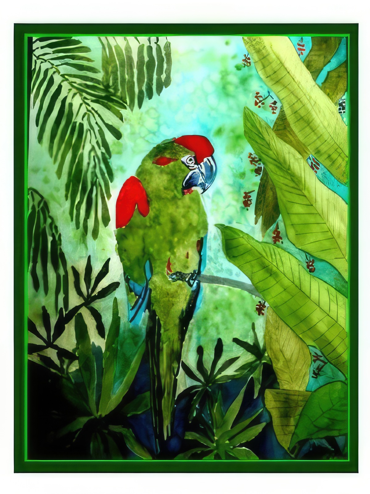 Red Shouldered Macaw in Rainforest