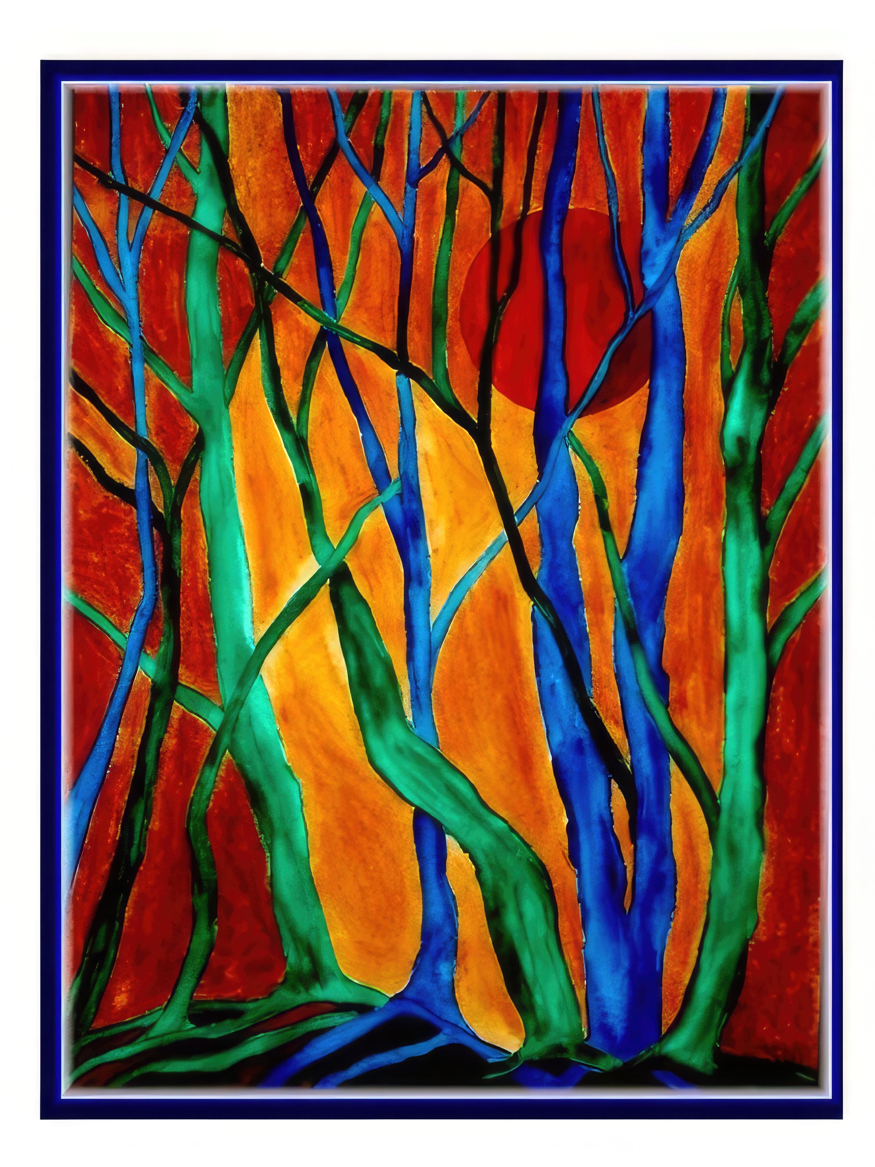 Abstract Blue and Green Trees