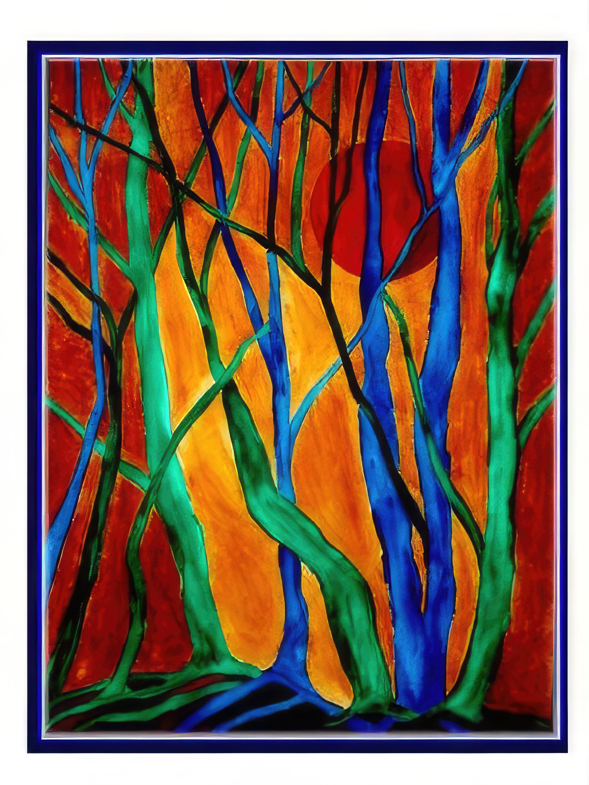 Abstract Blue and Green Trees