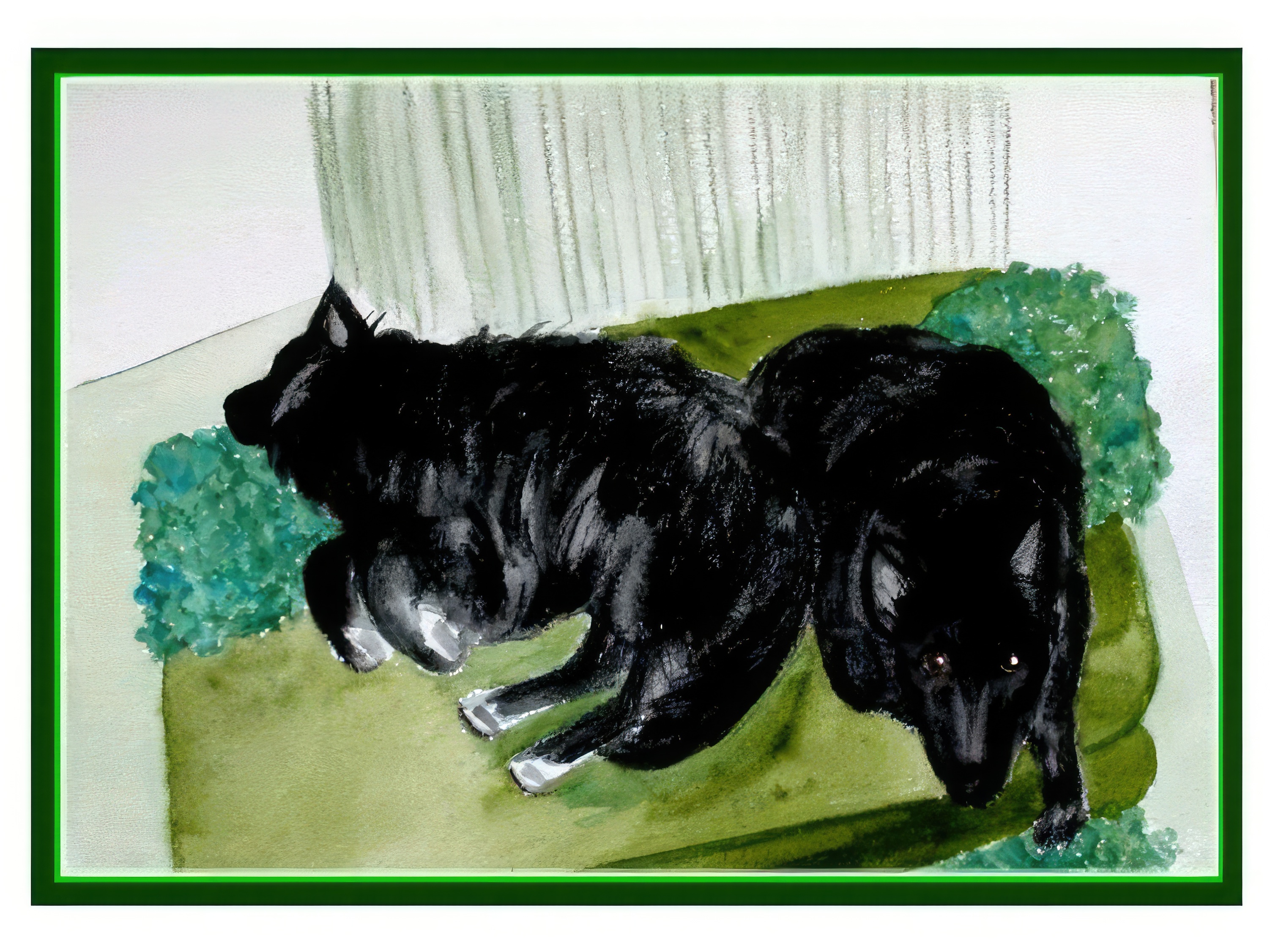 Bear and Lulu Sharing Dog Bed