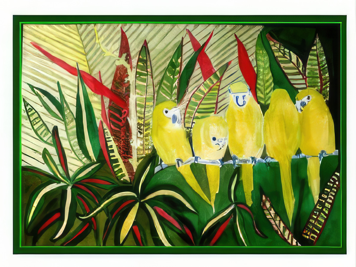 Pale Green Parrots in Jungle