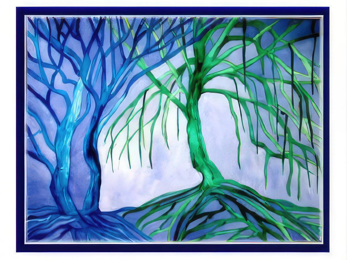 Purple and Green Willow Trees