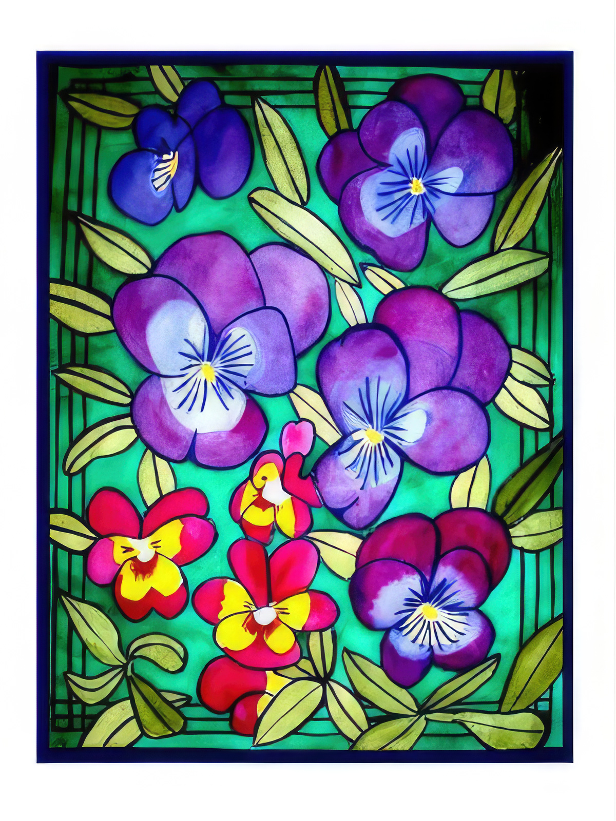 Stained Glass Pansies