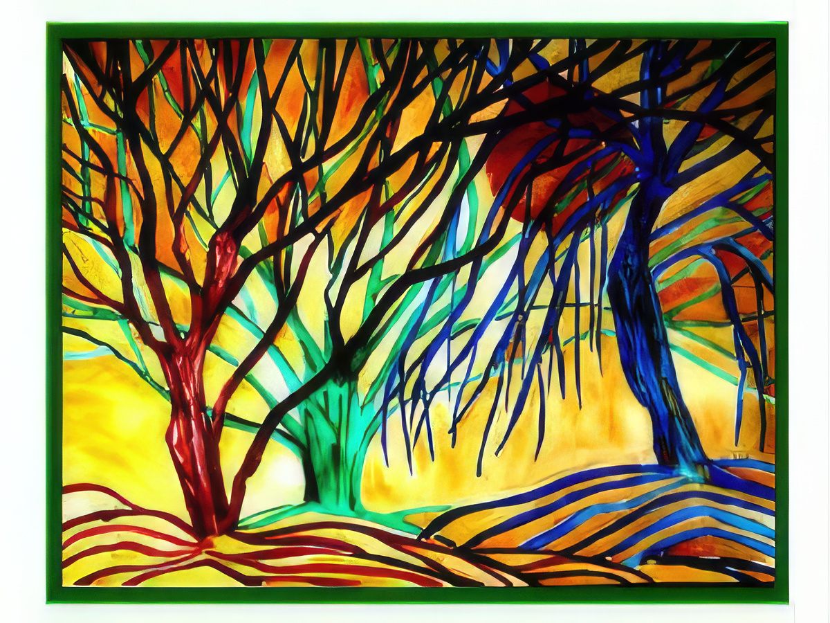 Willow Trees and Orange Sun